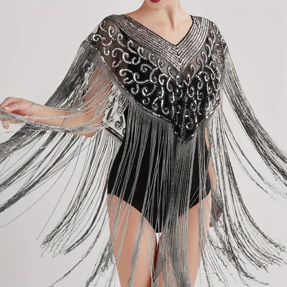New Long 1920s Style Fringed Shawl Wraps One Size